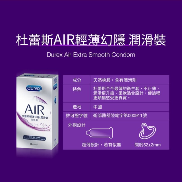 杜蕾斯．AIR輕薄幻隱潤滑裝保險套8入