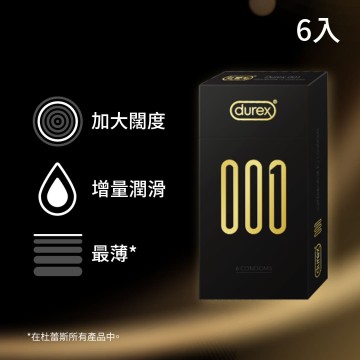 杜蕾斯．001水性聚氨酯標準裝保險套 6入